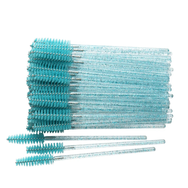 50 pcs Cosmetic Eyelash Brush Crystal Mascara Wands Applicator Diamond Eyelashes brushes Disposable Make Up brushes Tools