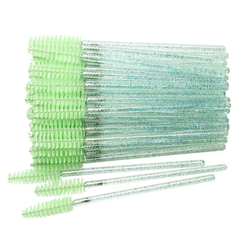 50 pcs Cosmetic Eyelash Brush Crystal Mascara Wands Applicator Diamond Eyelashes brushes Disposable Make Up brushes Tools