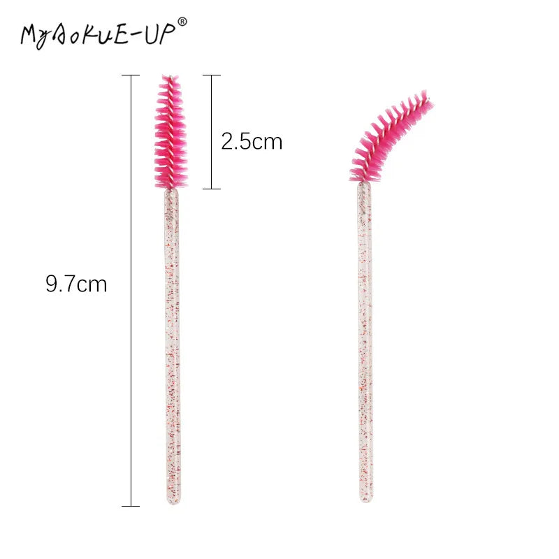 50 pcs Cosmetic Eyelash Brush Crystal Mascara Wands Applicator Diamond Eyelashes brushes Disposable Make Up brushes Tools