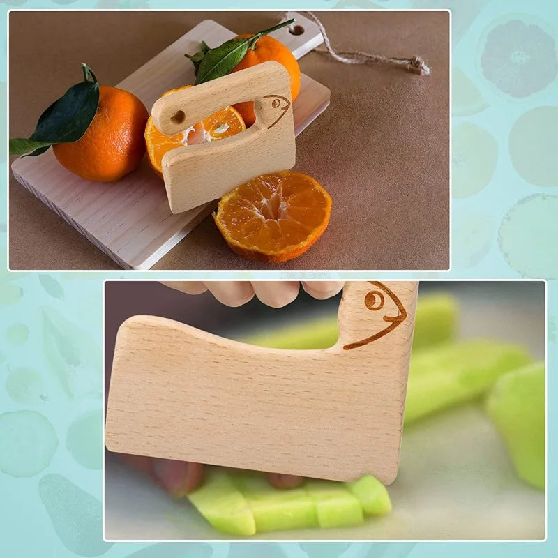 Wooden Knife Kids Cooking Toys Safe Knives Cutting Fruit Vegetable Chopper Kitchen Toy Montessori Education Tools For Toddlers