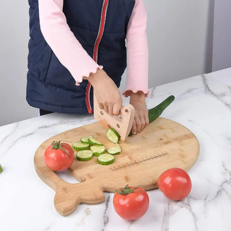 Wooden Knife Kids Cooking Toys Safe Knives Cutting Fruit Vegetable Chopper Kitchen Toy Montessori Education Tools For Toddlers