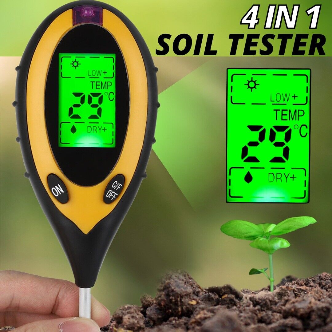 4 In 1 LCD Digital PH Tester Soil Water Light Temperature Test Meter US