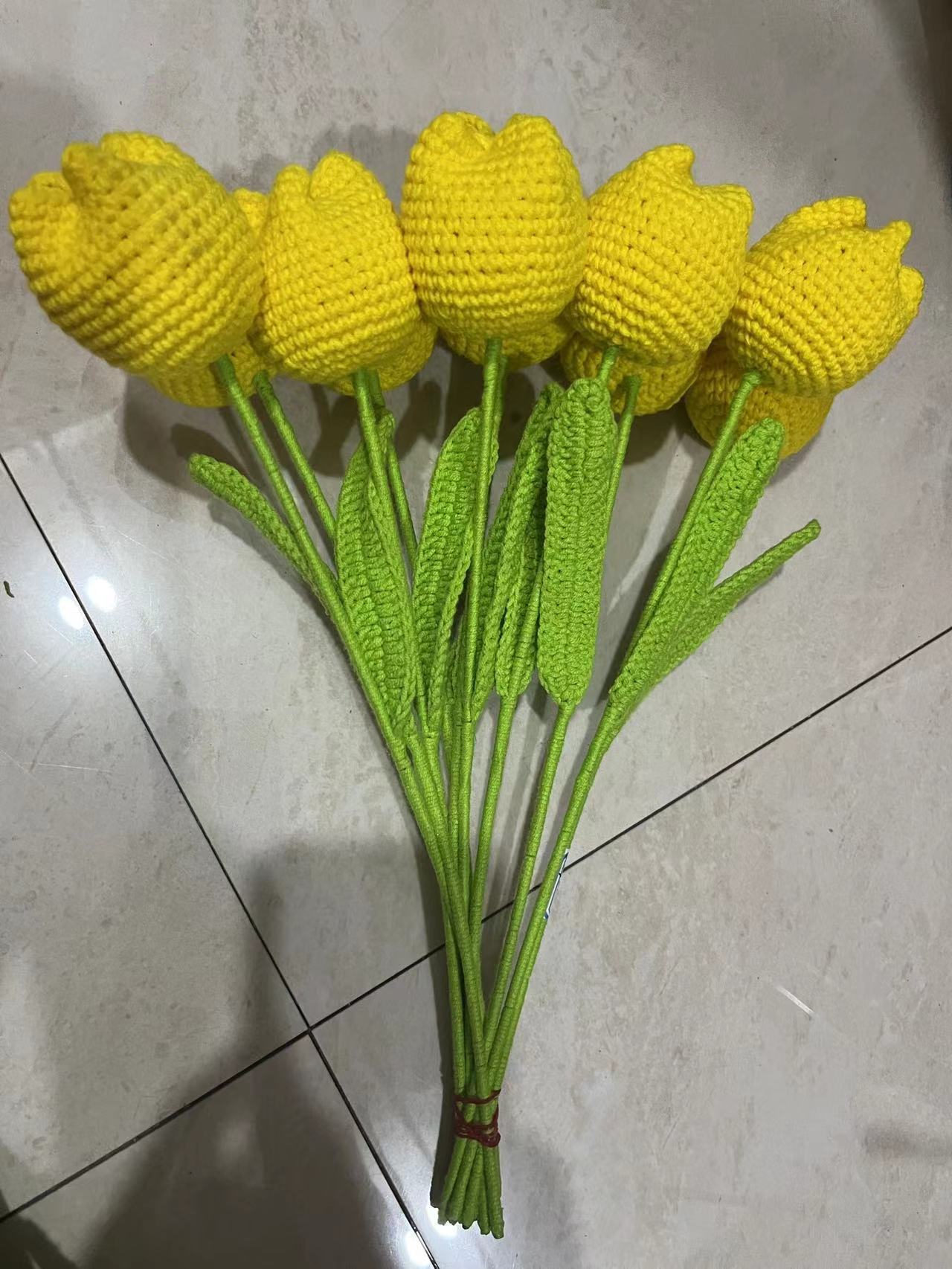 Hand-woven Wool Simulation Bouquet Tulip Creative Flower