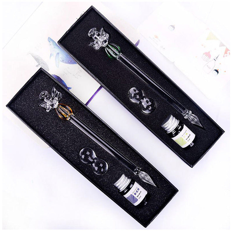 Transparent Girl Glass Pen Dipped In Pen Pen Stationery Crystal Pen