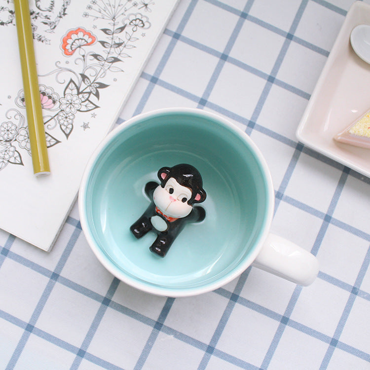 Creative 3D Animal Ceramic Mug Coffee Cup Cute Cartoon Single Layer Simple Mug