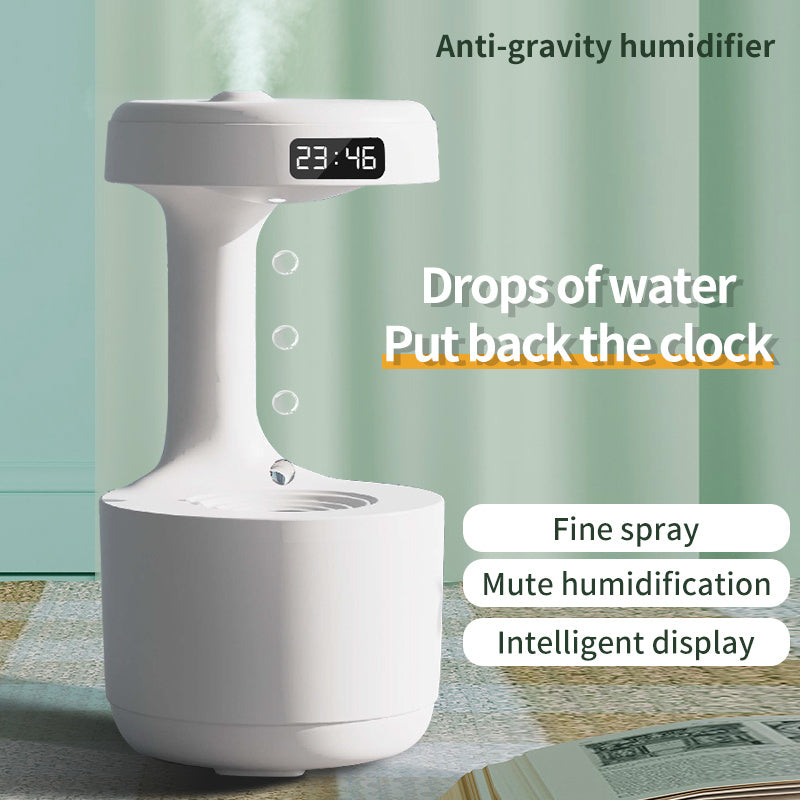 Bedroom Anti-Gravity Humidifier With Clock Water Drop Backflow Aroma Diffuser Large Capacity Office Bedroom Mute Heavy Fog Household Sprayer