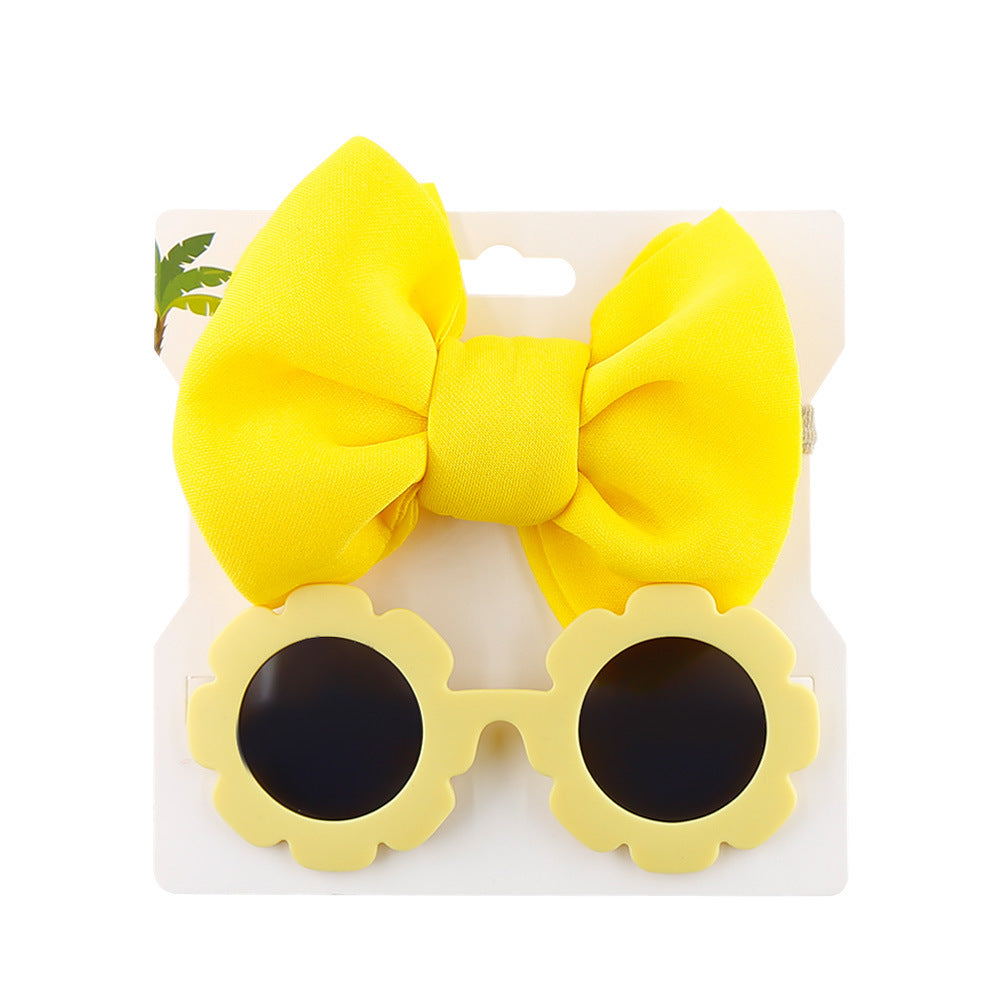 Children's Sunshade Sunglasses Bow Hair Band Two-piece Set