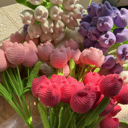 Hand-woven Wool Simulation Bouquet Tulip Creative Flower