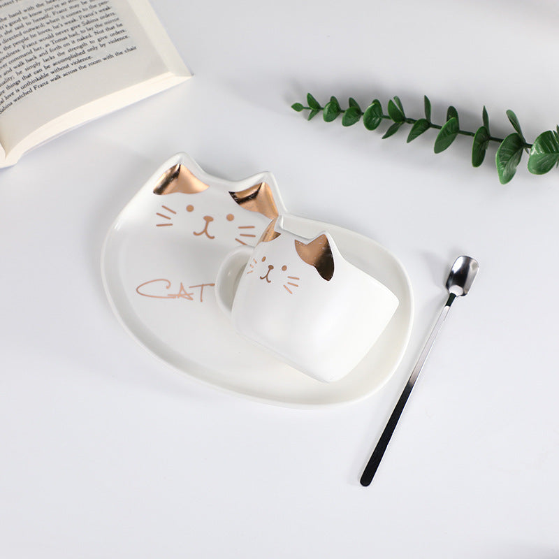 Cartoon Cat Cup And Dish Set, Coffee Cup And Mug