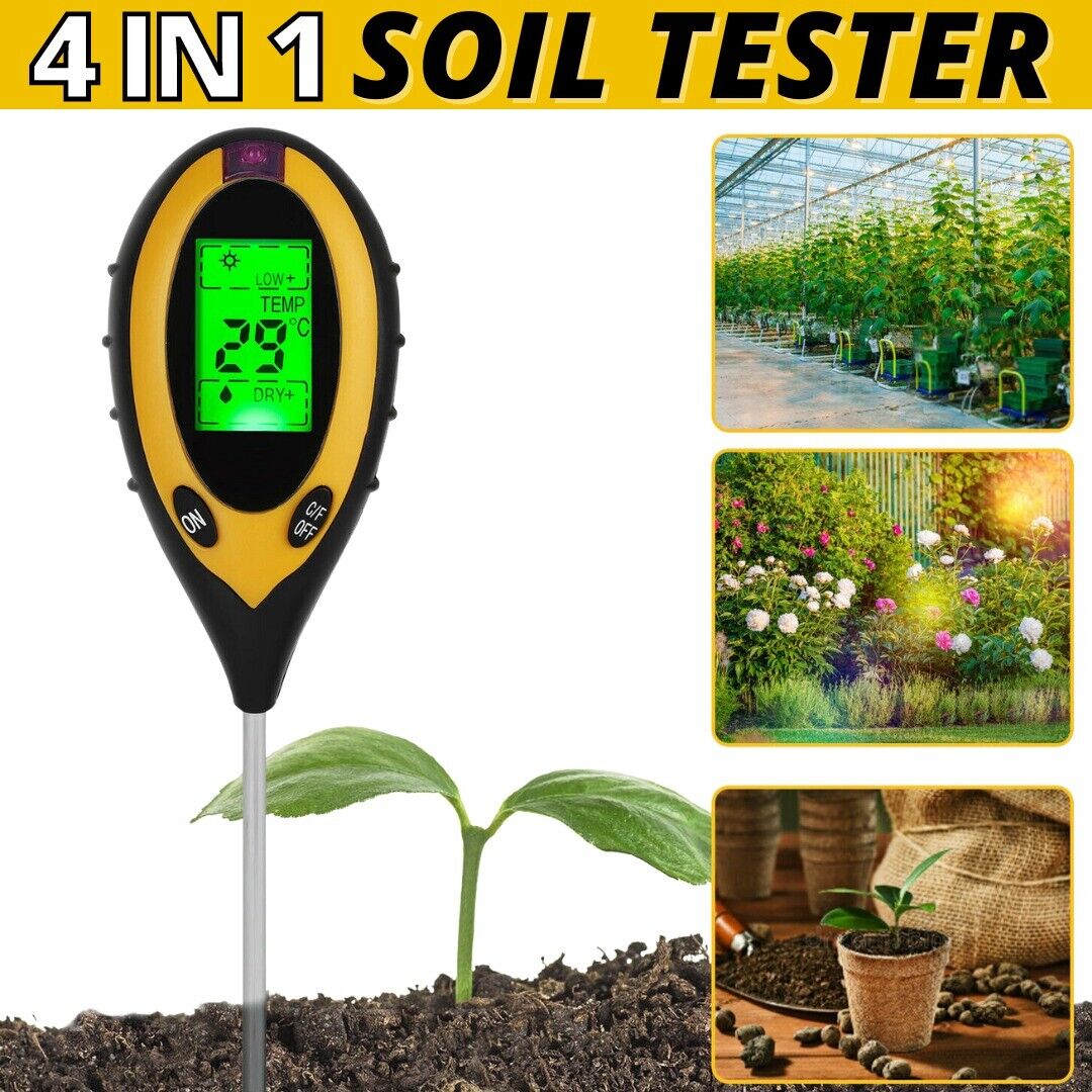 4 In 1 LCD Digital PH Tester Soil Water Light Temperature Test Meter US