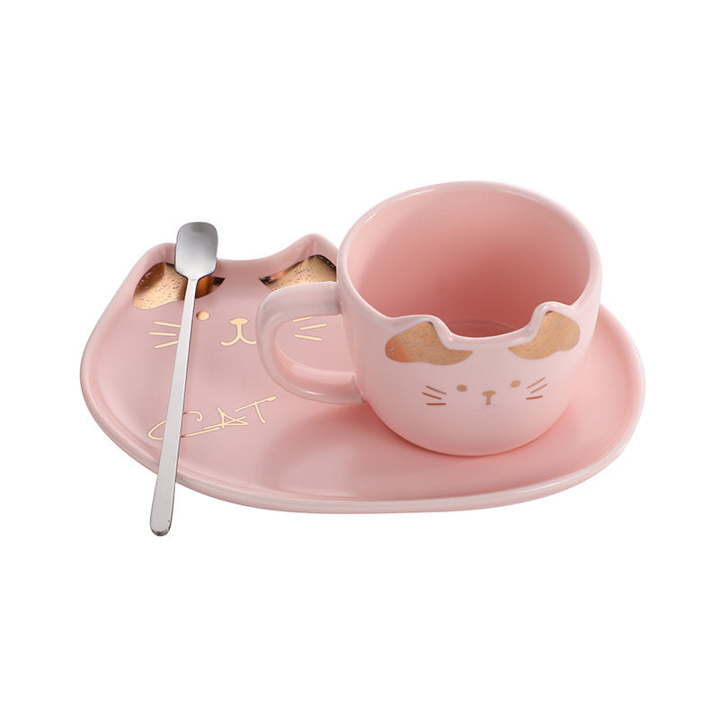 Cartoon Cat Cup And Dish Set, Coffee Cup And Mug