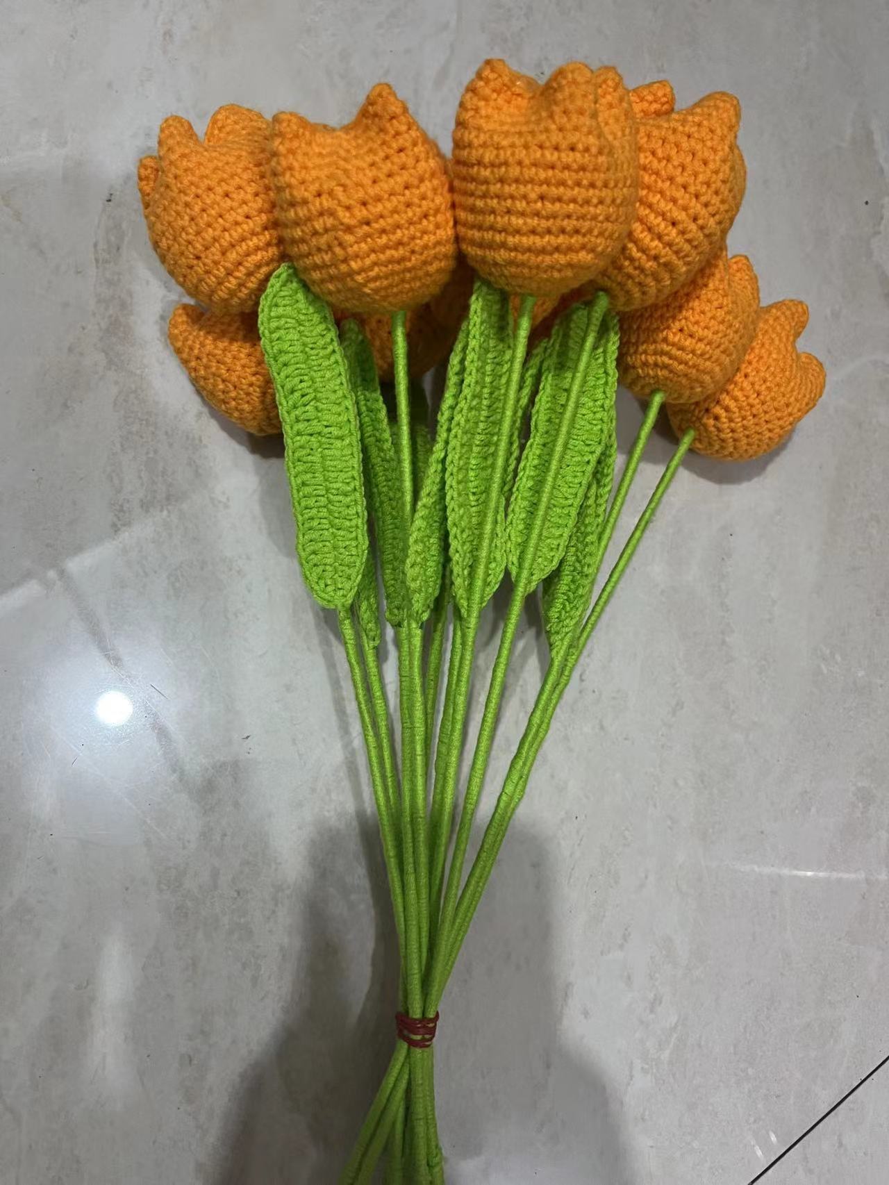 Hand-woven Wool Simulation Bouquet Tulip Creative Flower