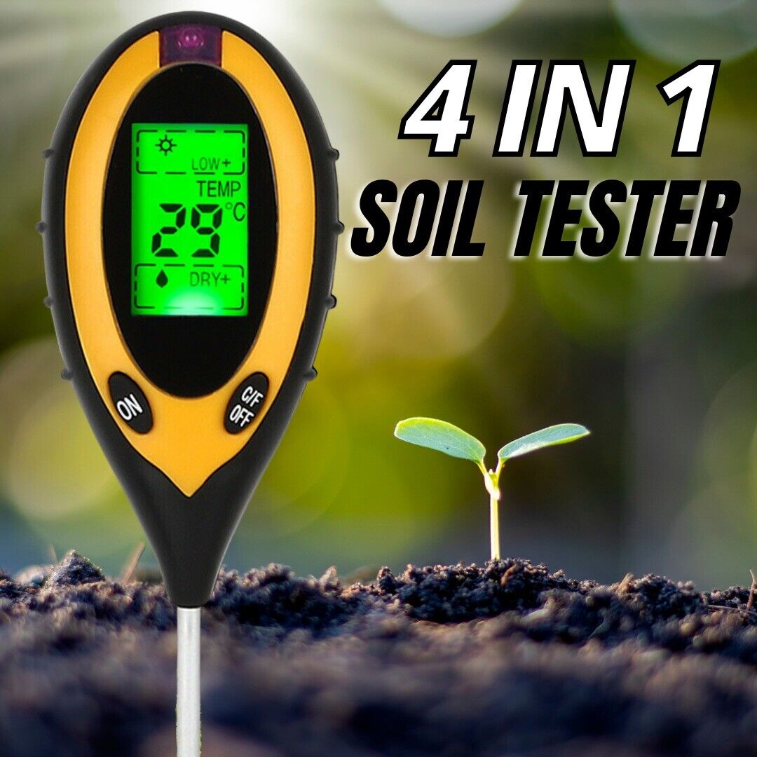 4 In 1 LCD Digital PH Tester Soil Water Light Temperature Test Meter US