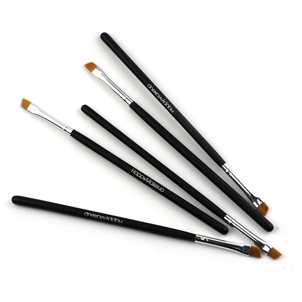 5Pcs Professional Black Eyebrow Inclined Flat Angled Brush Makeup Tool Wooden Pole Eyeliner Eyeshadow Eye Brow Women Cosmetic