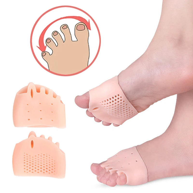 2pcs=1pair Toe Separator Hallux Valgus Corrector Finger Bunion Orthotics Protector Overlapping Forefoot Pad Foot Care Pedicure