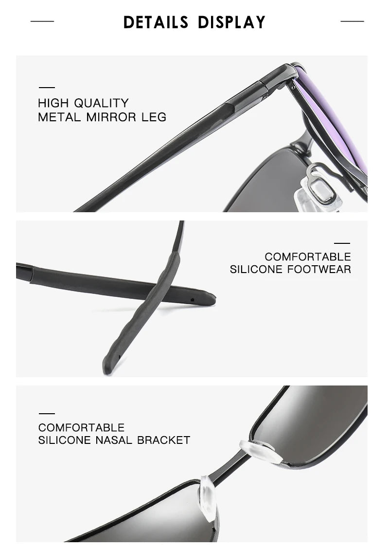 Brand Photochromic Men Polarized Sunglasses Male Metal Square Glasses Driving Sun Glasses UV400 Outdoor Sports Cycling Goggles