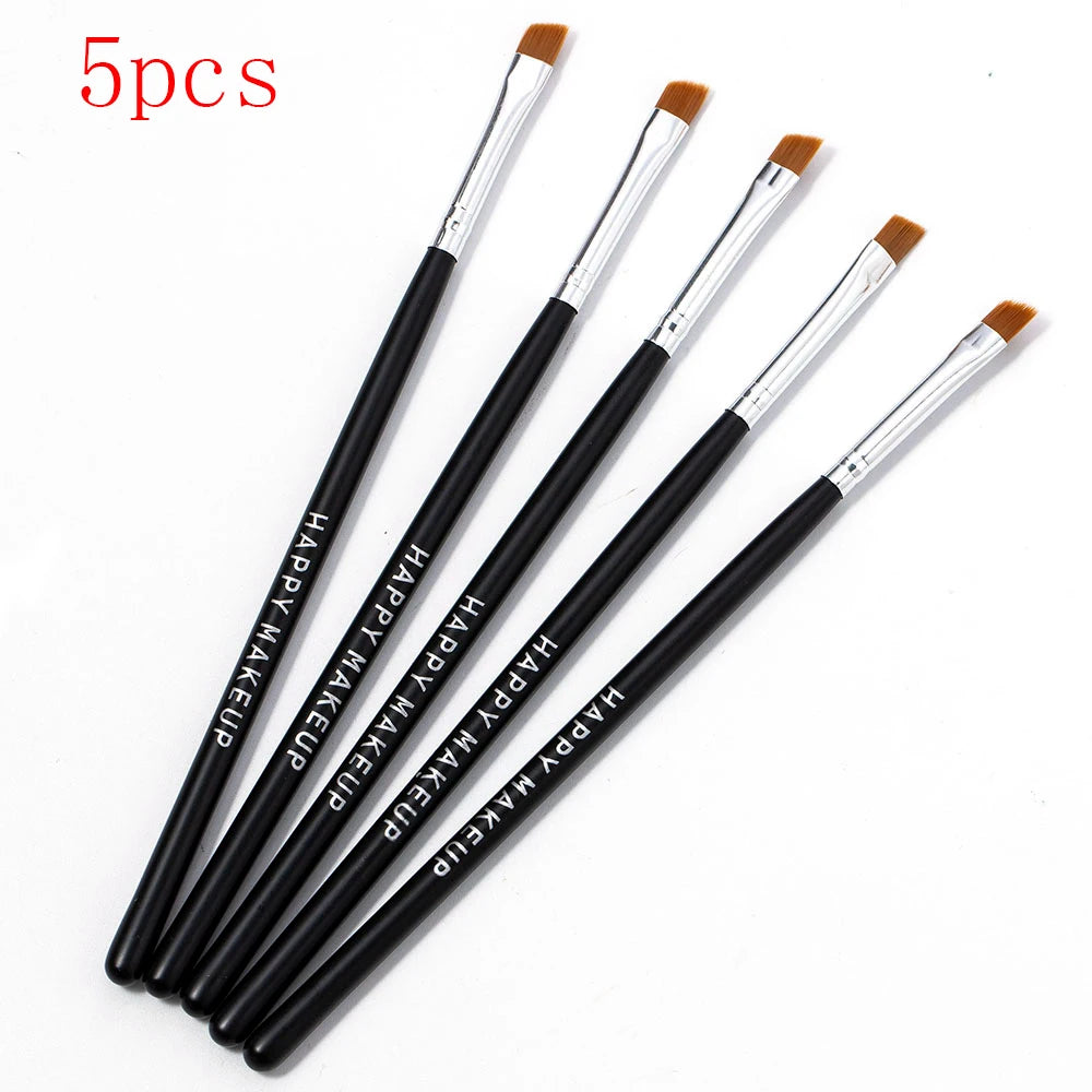 5Pcs Professional Black Eyebrow Inclined Flat Angled Brush Makeup Tool Wooden Pole Eyeliner Eyeshadow Eye Brow Women Cosmetic