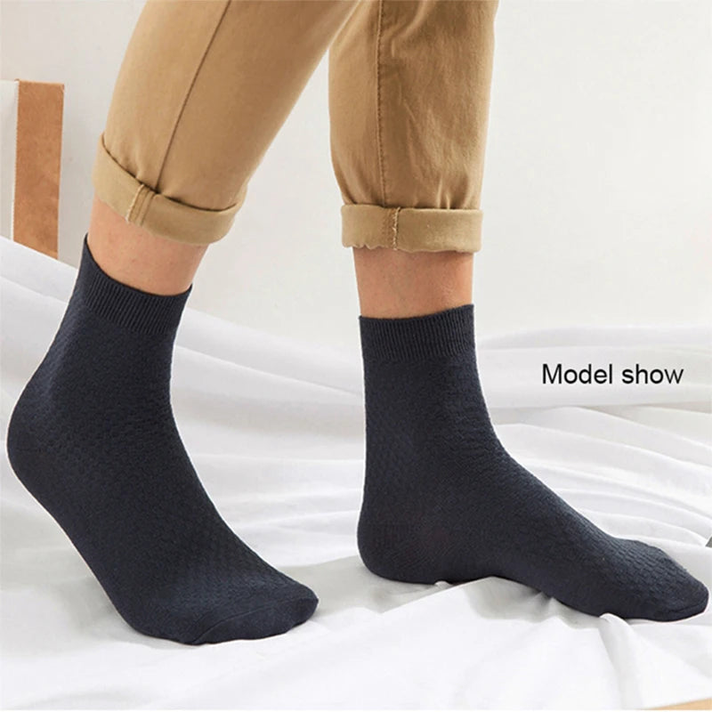 10 Pairs/Lot Men's Bamboo Fiber Socks 2023 New Compression Autumn Long Black Business Casual Man Dress Sock Gift Plus Size 42-45