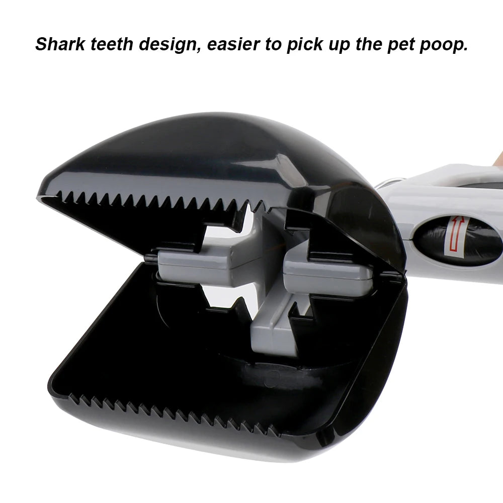 Poop Pick Up Holder Pet Accessories Pet Pooper Scooper Outdoor Cleaning Tools with 1 Roll Garbage Bags 2 In 1