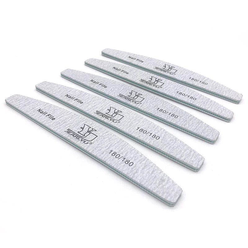 5 Pcs/Lot Nagelvijl 80 100 150 180 240 Grit Nail File Moon Style Nail Polish File Set Limes A Ongles Professional Nails Files