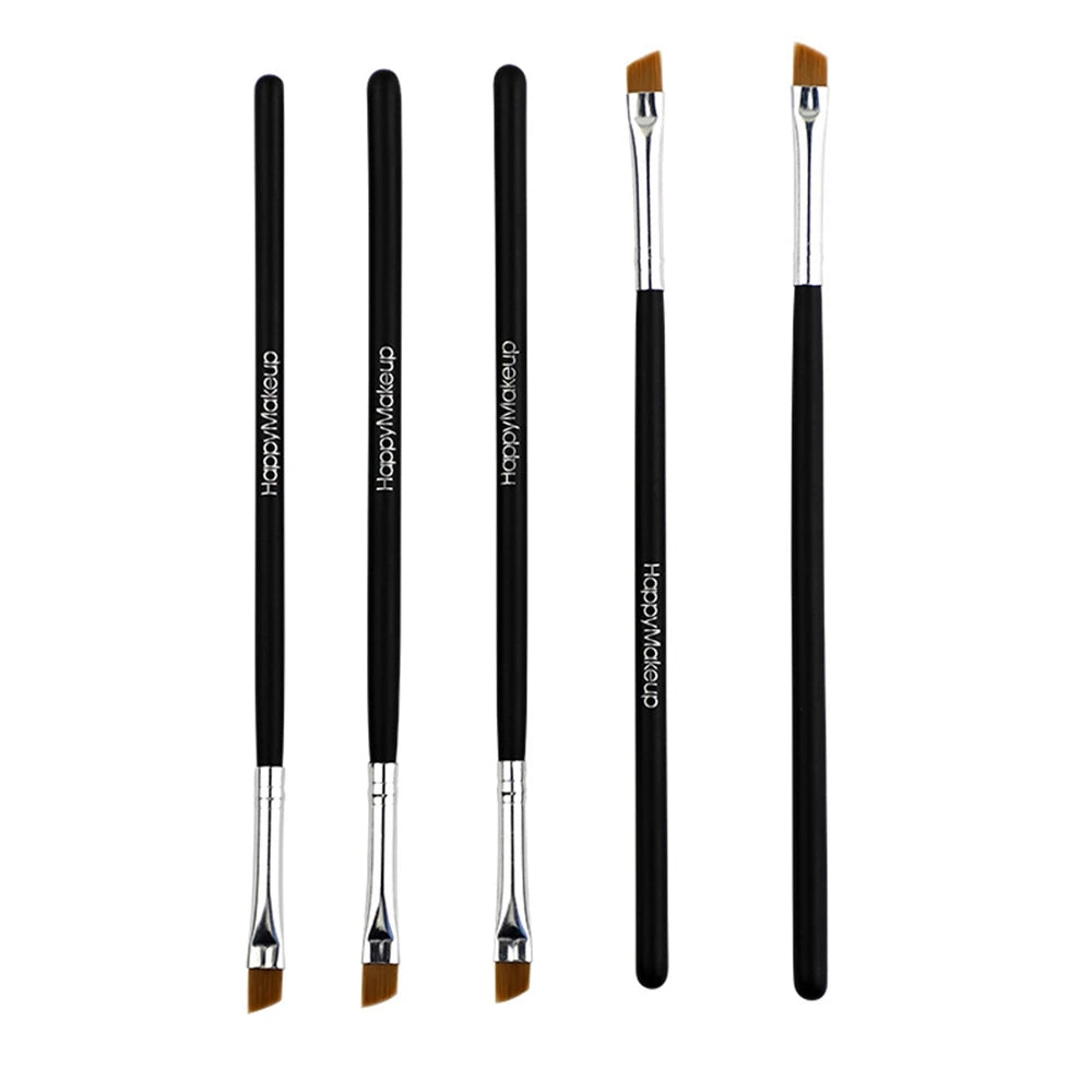 5Pcs Professional Black Eyebrow Inclined Flat Angled Brush Makeup Tool Wooden Pole Eyeliner Eyeshadow Eye Brow Women Cosmetic