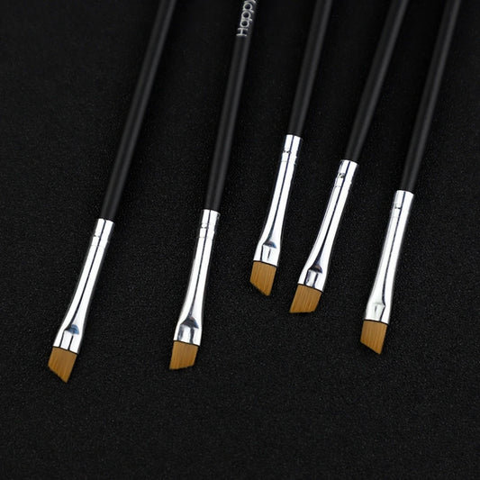 5Pcs Professional Black Eyebrow Inclined Flat Angled Brush Makeup Tool Wooden Pole Eyeliner Eyeshadow Eye Brow Women Cosmetic