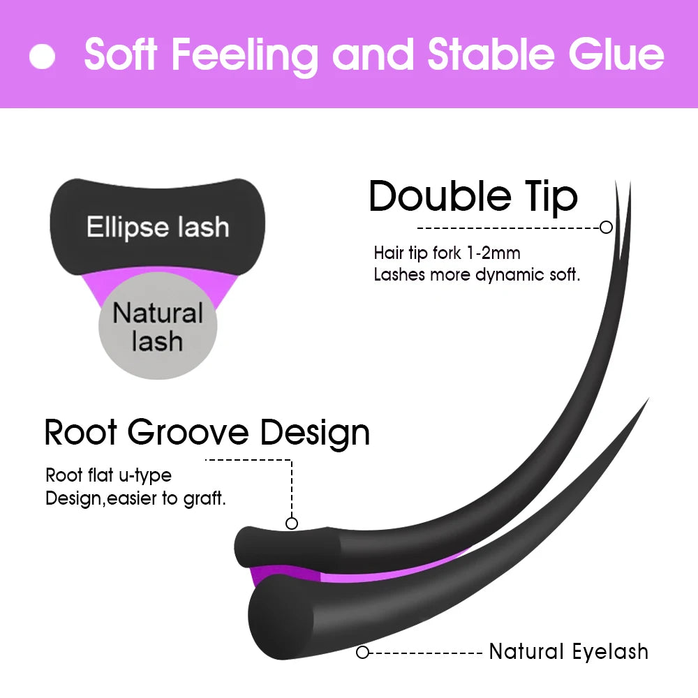 MASSCAKU ellipse flat lashes soft Split-tips fake eyelash extension individual eyelashes nature flat ellipse eyelashes supplies