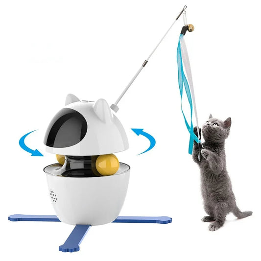 Pet Cat Teaser Toy Electric LED Laser Smart Interactive Automatic Feather Teasing Stick USB Charging Funny Robot Ball Wand New