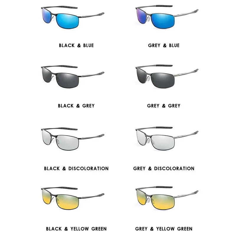 Brand Photochromic Men Polarized Sunglasses Male Metal Square Glasses Driving Sun Glasses UV400 Outdoor Sports Cycling Goggles