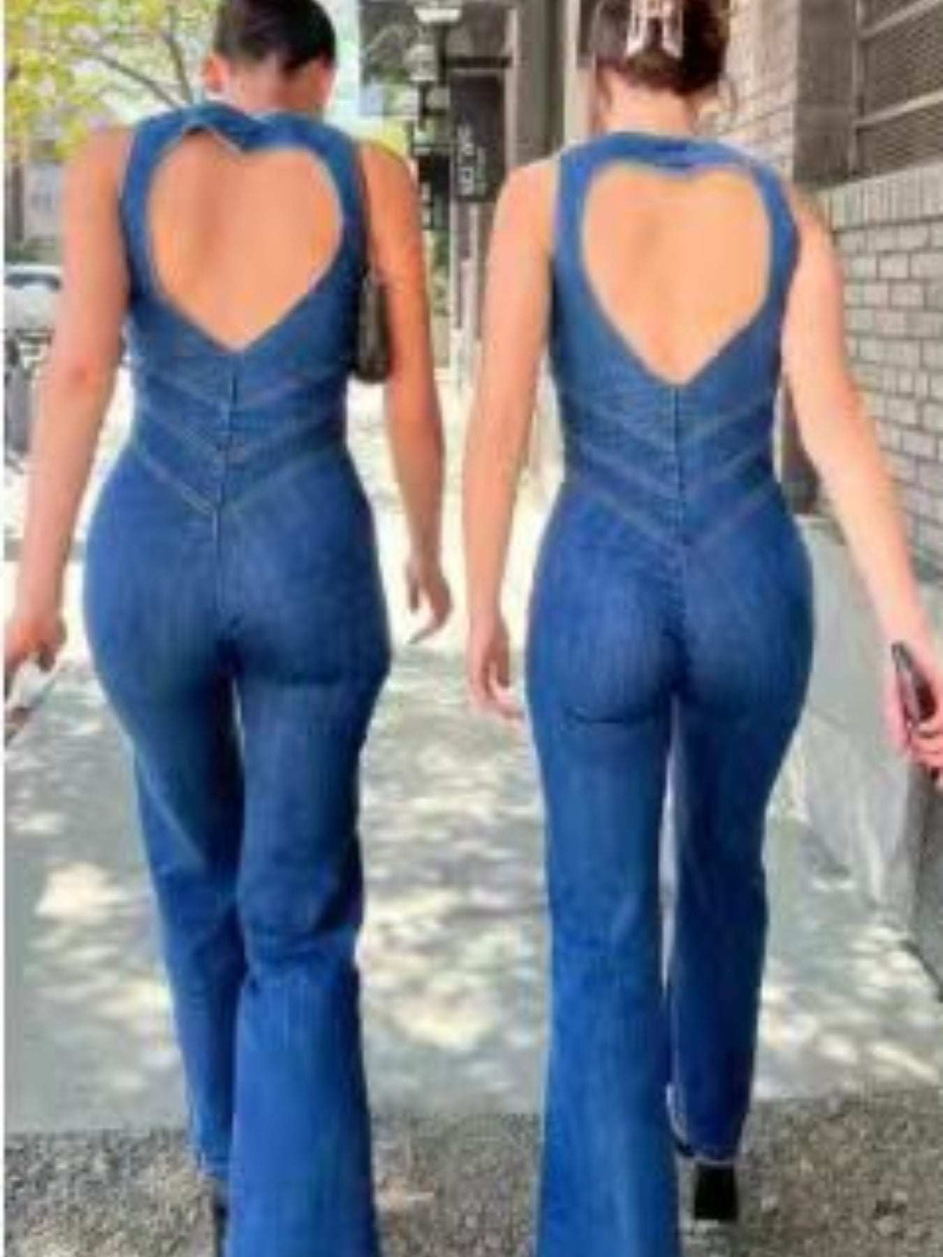 Spring Slim Fit Slimming Fashion Street Retro Style High Waist Denim Jumpsuit