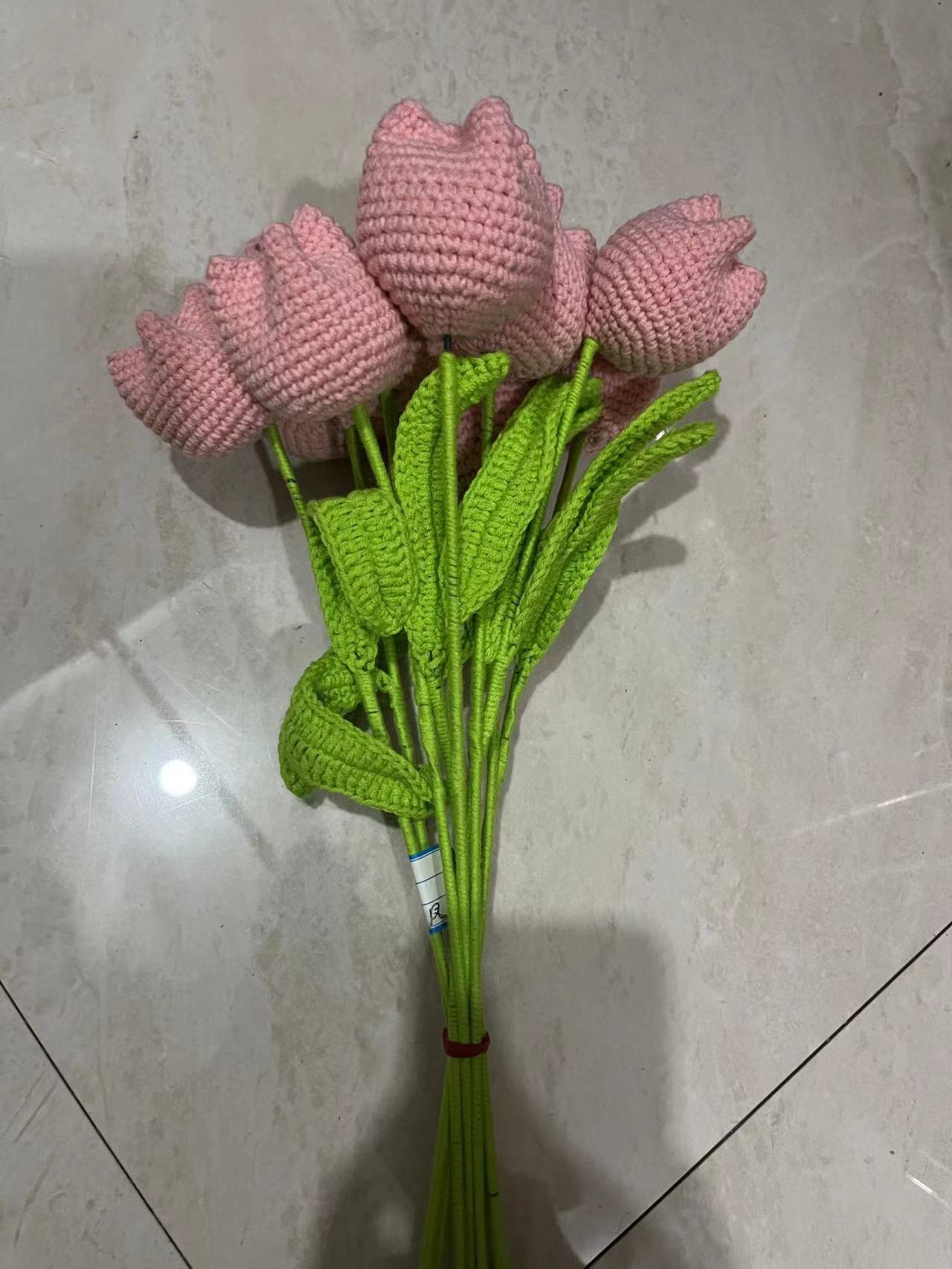 Hand-woven Wool Simulation Bouquet Tulip Creative Flower