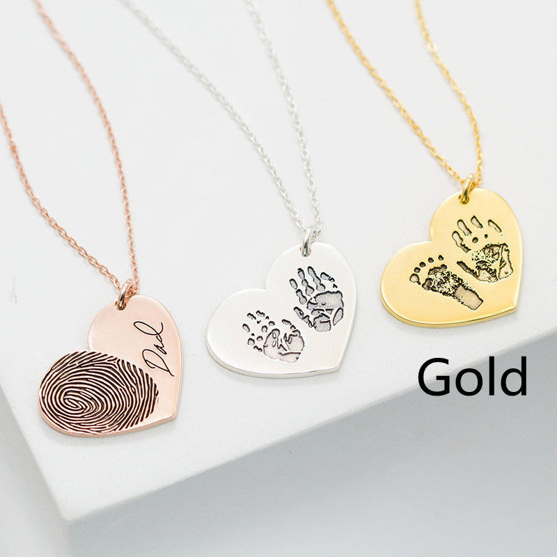 Silver Personalized Custom Lettering Love Fingerprint Letter Name Necklace